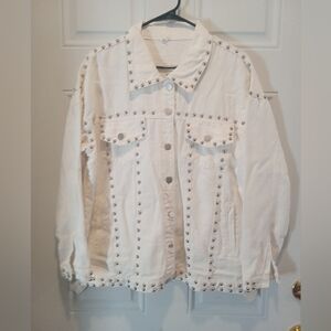 Studded White Denim Jacket
